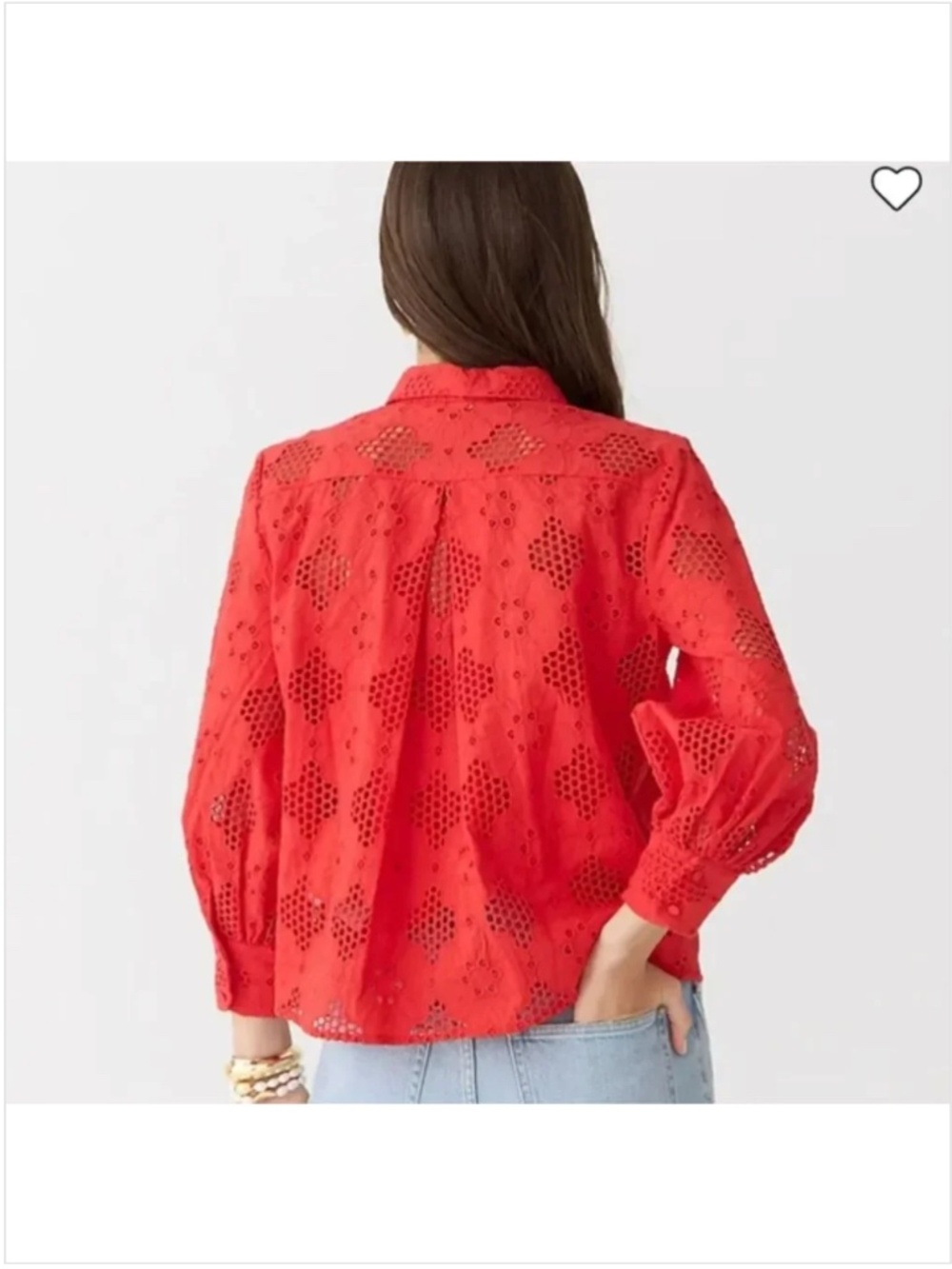 J. Crew Long Sleeve Popover Eyelet Shirt Top XXL New - Picture 4 of 9